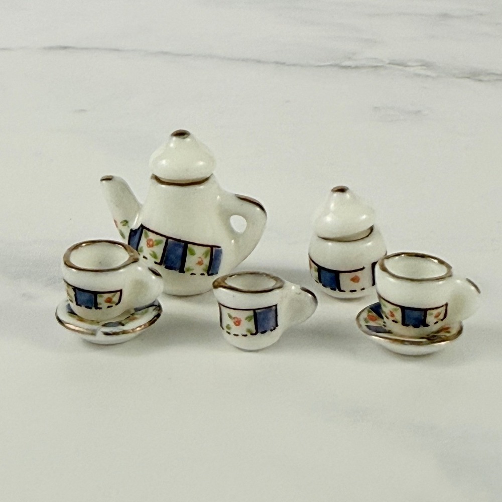 VTG Dollhouse Concord Miniatures Tea Set 9 pieces 1:12 scale